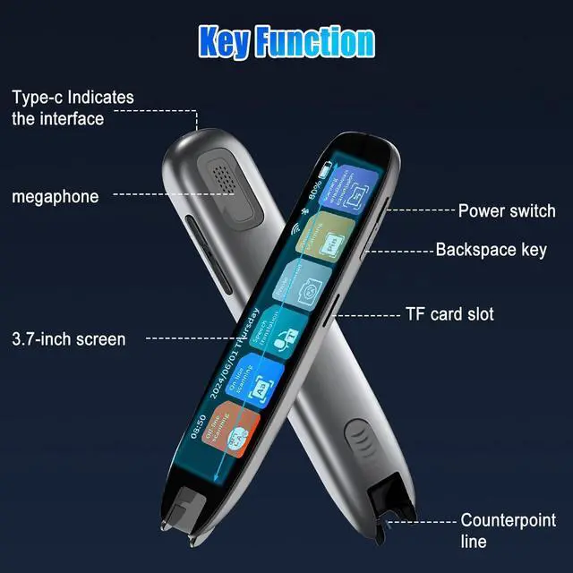 Alt view image 4 of 7 - Upgrade Scan Translator Pen, Online 142 Language Scan Reader Pen with 3.71inch Touchsn, Real Time Scan Reading Pen for Dyslexia, Offline 10 Languages Scanning Translation, Photo Translation
