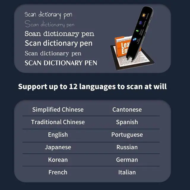 Alt view image 2 of 7 - Multi Language Scan Translation Pen with Extensive Words Database Accuracy for Global Communication Language Learning Daily Activities