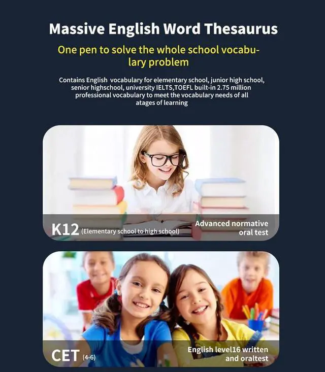 Alt view image 4 of 7 - Scan Reader Translator Pen Multifunctional Language Learning Device with 240 Dictionaries 117 Languages Translation Text Excerpt Recording for Students Professionals