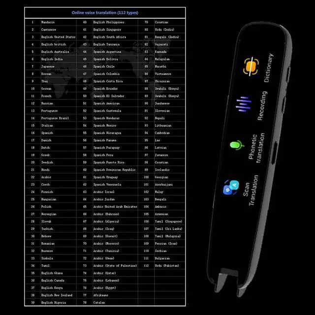 Alt view image 7 of 7 - Scan Reader Translator Pen Multifunctional Language Learning Device with 240 Dictionaries 117 Languages Translation Text Excerpt Recording for Students Professionals