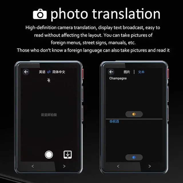 Alt view image 6 of 7 - Language Translator Device, Multifunctional Portabl Translator, rt WiFi Hotspot Online Offline,Photo Translation, Built in MP3 Player, Black