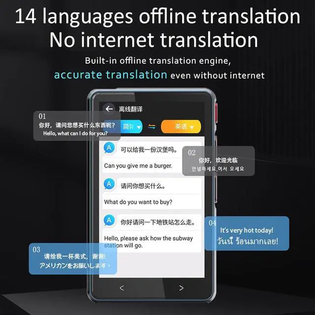 Alt view image 4 of 7 - Language Translator Device, Multifunctional Portabl Translator, rt WiFi Hotspot Online Offline,Photo Translation, Built in MP3 Player, Black