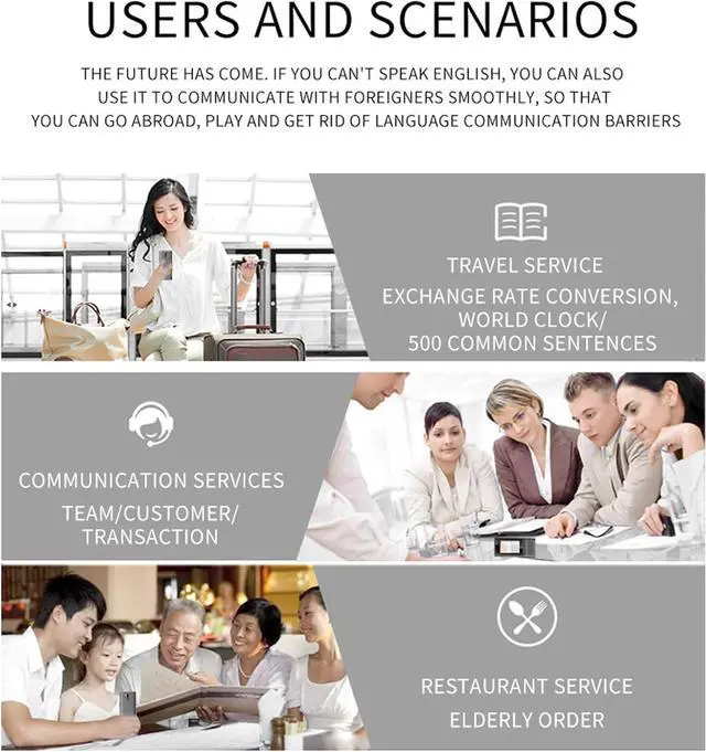 Alt view image 3 of 7 - Language Translator, WiFi Bluetooth 2 Way Voice Translator, 16GB 2.8inch Color Touch Sn, rts 138 Languages, 4G Voice Translation