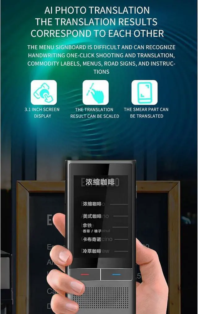 Alt view image 4 of 7 - Language Translator, WiFi Bluetooth 2 Way Voice Translator, 16GB 2.8inch Color Touch Sn, rts 138 Languages, 4G Voice Translation