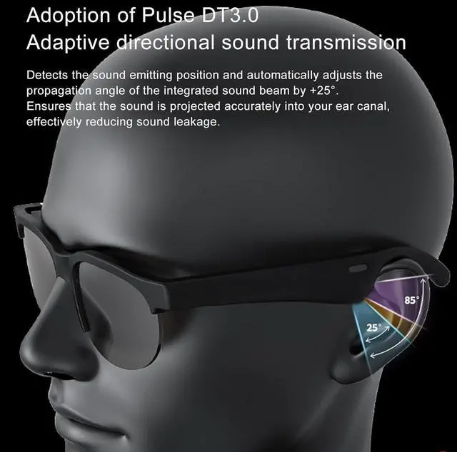 Alt view image 3 of 7 - Smart Translator Glasses, Translation Sunglasses with Bluetooth 5.3, 144 Languages, 97% Accuracy Rate, Dual HD Microphones
