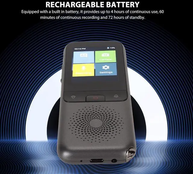 Alt view image 6 of 7 - Language Translator Device, Portable Smart 2.4 Inch Translation Device, AI Voice Translator, Online Offline Languages Translator for Travel Business