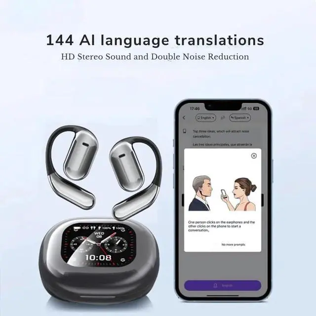 Alt view image 3 of 7 - Translaze Earbuds, Translaze Ai Translator Earbuds, Language Translator Earbuds, Translation Earbuds Real Time, Multiple Languages with Offline Translation, Lightweight with Noise-Canceling (White)