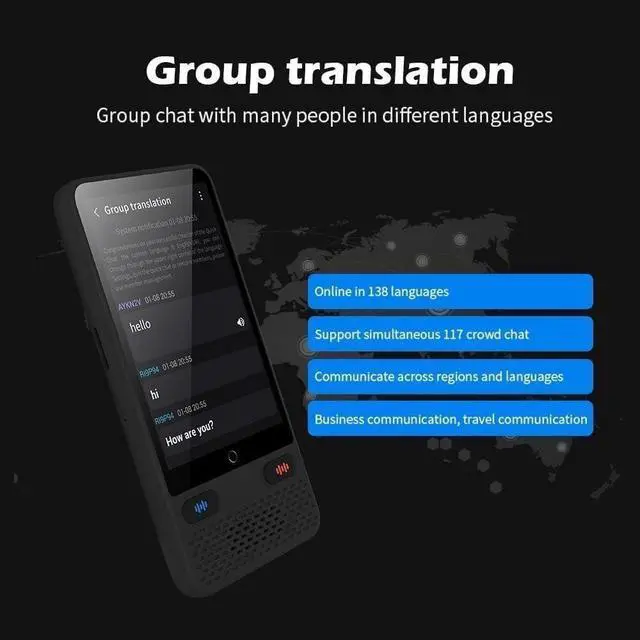 Alt view image 7 of 7 - Pro Portable Audio Translator Device with AI, Real-Time Voice & Photo Translation in 138 Languages, Offline Support, 3.0" HD Screen, Long Battery Life for Travel Study