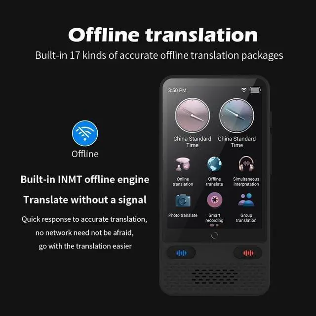 Alt view image 6 of 7 - Pro Portable Audio Translator Device with AI, Real-Time Voice & Photo Translation in 138 Languages, Offline Support, 3.0" HD Screen, Long Battery Life for Travel Study