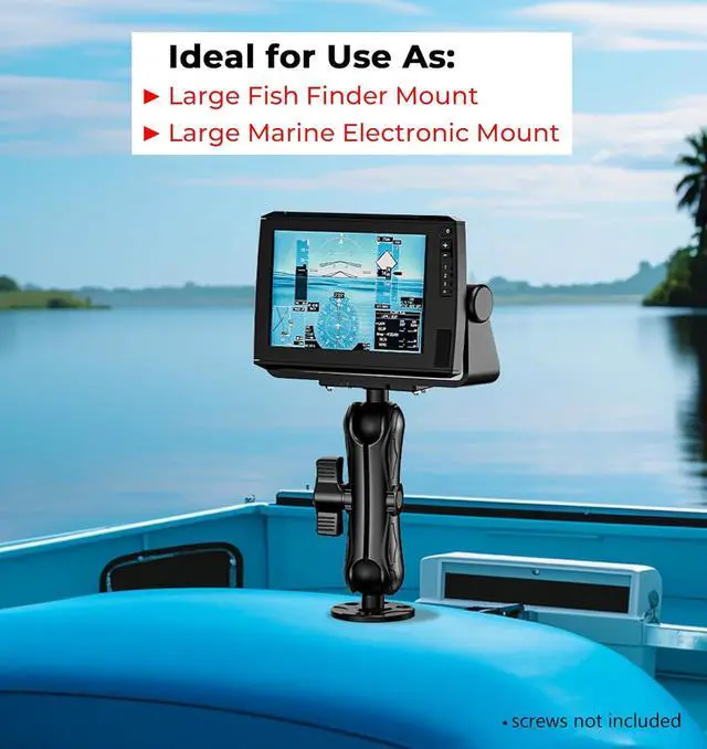 Alt view image 3 of 7 - 2.25" Ball Large Aluminum Alloy Fish Finder Mount with D Size Rectangular Plate & Round Base, 8.44" Medium Arm Marine Electronic Mount Compatible with Garmin, Lowrance, Humminbird and More