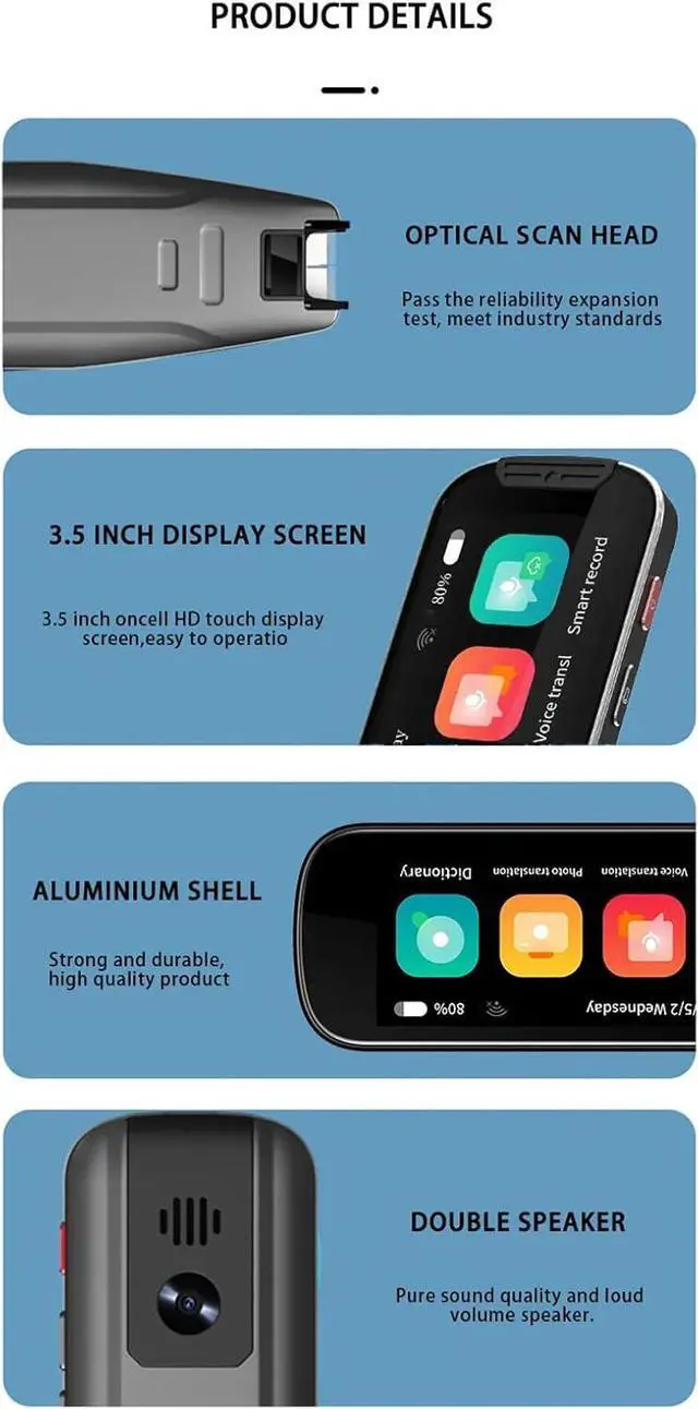 Alt view image 4 of 7 - Language Translator Pen, Portable Scan Device with AI Smart Technology and 134 Online Translations for Business Learning Travel