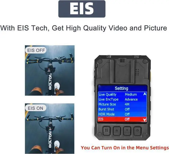 Alt view image 3 of 6 - 1512P HD Body Camera with Electronic Image Stabilization,13H Record Time, Built-in 3600mAH Battery, Easy to Operate, Waterproof Police Body Mounted Camera for Law Enforcement(128G)