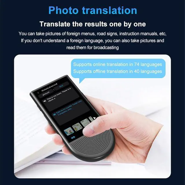 Alt view image 7 of 7 - Language Translator Device, Real Time 2 Way Language Translator with 138 Languages, Accurate Voice/Photo/Word/Offline, Translation, for Business, Learning, Travel