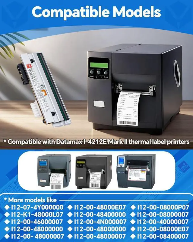 Alt view image 3 of 7 - PHD20-2278-01 Genuine Printhead for Datamax I-4212E Mark II, New OEM Print Head Replacement for Datamax-O'Neil Barcode Thermal Label Printer 203dpi Optimal Performance High Speed Low Temperature