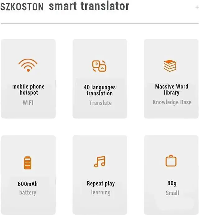 Alt view image 2 of 5 - 40 Multi-Language Instant Voice Translator Portable Wireless Smart Voice Translator Online Russian Language Learning (Black)