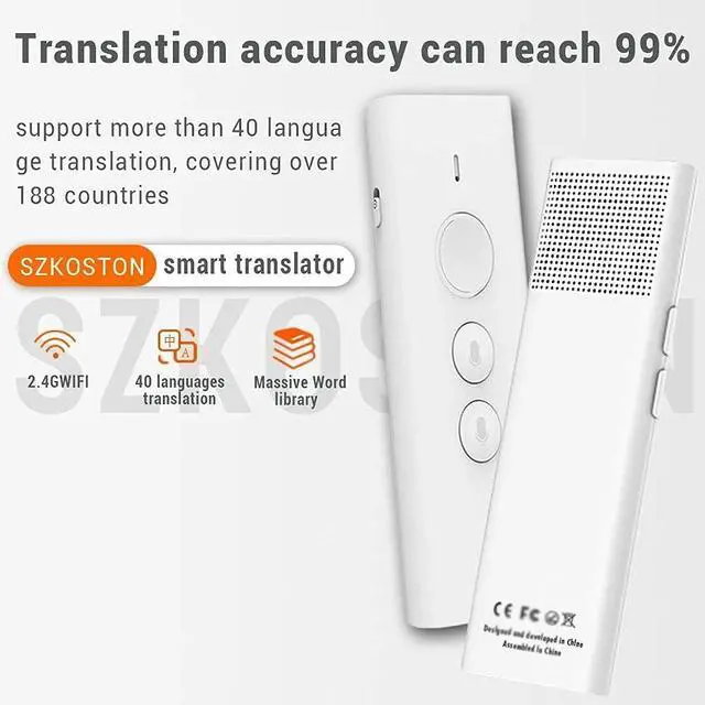 Alt view image 4 of 5 - 40 Multi-Language Instant Voice Translator Portable Wireless Smart Voice Translator Online Russian Language Learning (Black)