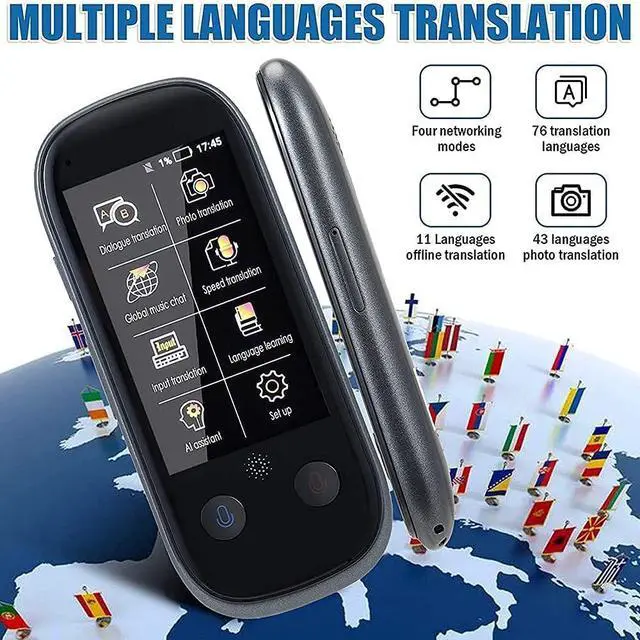 Alt view image 3 of 7 - Language Translator Device, Smart Voice & Camera Translator with 3.0 Inch Touch Sn, rt 76 Languages WiFi/Hotspot/Offline Instant for Learning