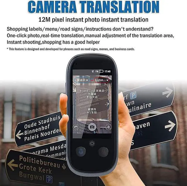 Alt view image 7 of 7 - Language Translator Device, Smart Voice & Camera Translator with 3.0 Inch Touch Sn, rt 76 Languages WiFi/Hotspot/Offline Instant for Learning