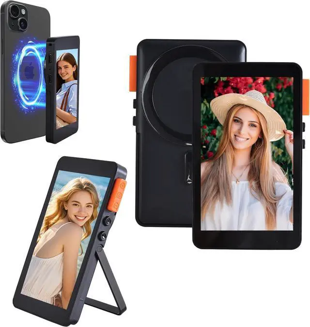 Main image of Vlog Selfie Monitor Screen-1080P, Magnetic Wireless Phone Rear Camera Monitor Built-in Speaker for YouTube & TikTok Live Streaming 3rd Update, Universal Compatibility for iPhone & Android