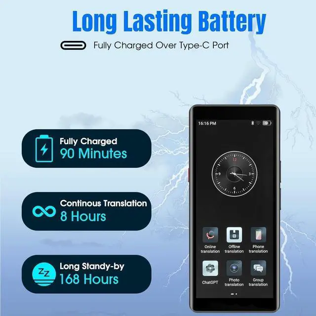 Alt view image 3 of 6 - 2025 Language Translator Device: Offline/Real-Time/High-Accuracy Device with 139+ Languages, Voice/Text/Offline/Photo/AI Instant Two-Way Translation, Ideal for Travel/Business/Learning (1)