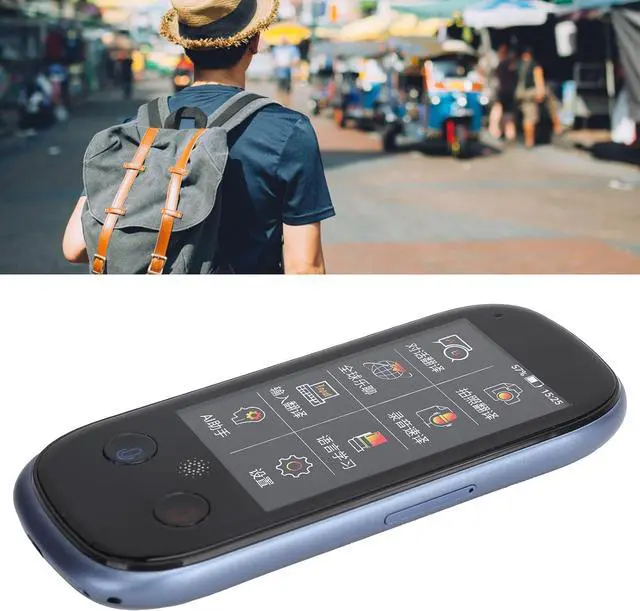 Alt view image 6 of 7 - Smart Voice Translator, 4G/WiFi Support 75 Language Artificial Intelligence Translator with 3.0 Inch Touch Screen, Two Way Translation for Travelling Learning Business (Blue) Vision (Blue)
