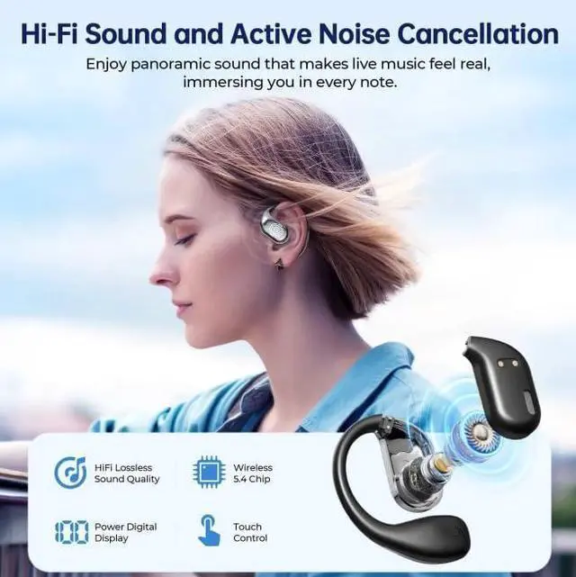 Alt view image 3 of 4 - AXONARA Translation Wireless Earbuds Real Time,Translator & Bluetooth Headphones,OWS 3-in-1 Translation Headphones,Online,AI Language Translator Earbuds Real Time