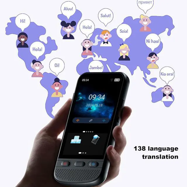 Alt view image 3 of 7 - Language Translator Device, 138 Languages Two Way Real Time Voice Translation Built in 1GB + 8GB Memory, Large Screen Pocket Translator Support Voice Text Photo Translation