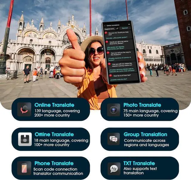 Alt view image 5 of 6 - 2025 Language Translator Device: Offline/Real-Time/High-Accuracy Device with 139+ Languages, Voice/Text/Offline/Photo/AI Instant Two-Way Translation, Ideal for Travel/Business/Learning (1)