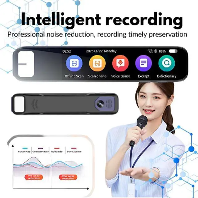 Alt view image 7 of 7 - AI Pen - ScanSense AI Scanning Smart Pen, Pen Gpt, ScanSense Pens with HD Touchscreen, Offline Translation, Multi-Purpose One-Key Translation Pens for Student & Travelers (Gray)