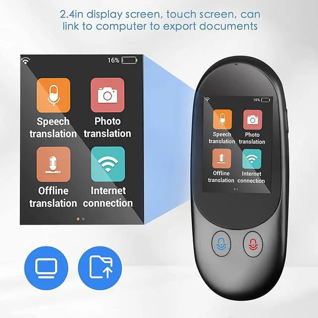 Alt view image 2 of 5 - Smart Voice & Camera Translator Device - 2.4 Inch Touch Sn, 102 Language rt with WiFi/Hotspot/Offline Real Time