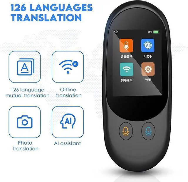 Alt view image 3 of 5 - Smart Voice & Camera Translator Device - 2.4 Inch Touch Sn, 102 Language rt with WiFi/Hotspot/Offline Real Time