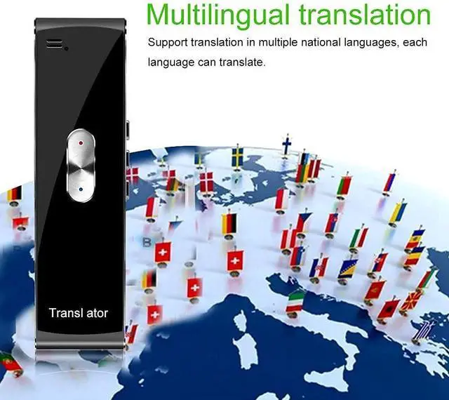 Alt view image 5 of 6 - Portable Mini Wireless Smart Translator 70 Languages Two-Way Real Time Instant Voice Translator APP Bluetooth (Silver)