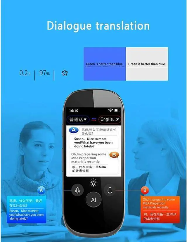 Alt view image 7 of 7 - Language Translator Device,Photo Translation in 43 Countries, Offline Translation in 5 Countries,Portable Two-Way Voice Interpreter - 77Language Smart Translations in Real Time (Blue)