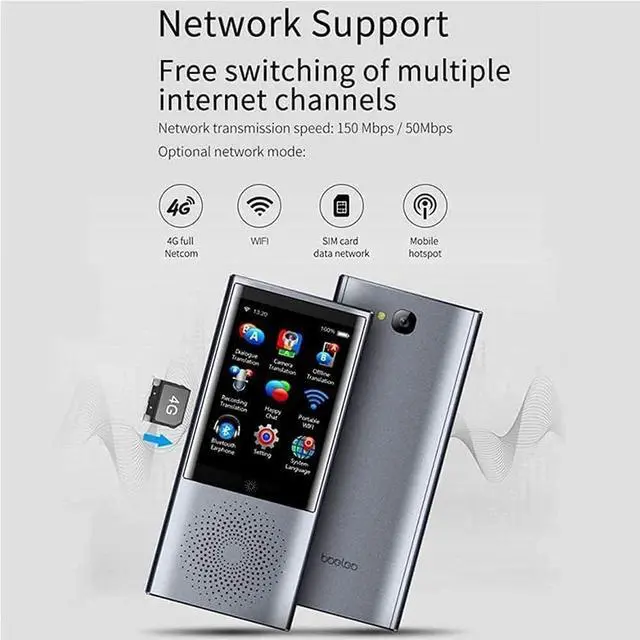 Alt view image 7 of 7 - Language Translator Device, Translator Device, Intelligent Instant Offline Support 45 Languages Real-time Electronic Voice Translator for Learning Shopping Travel Business Hello Yearn for Vision (Blu