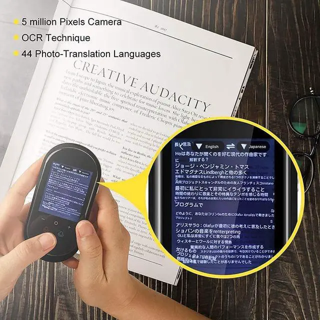 Alt view image 2 of 6 - Language Translator Device with Camera Translation Bluetooth Earphones Connection 2.4 Inch Screen 106 Languages Two Voice Translation