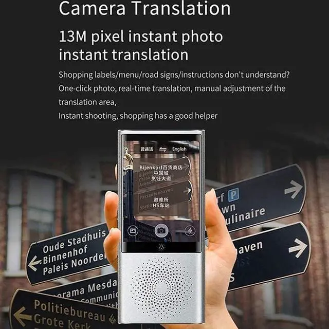 Alt view image 6 of 7 - Language Translator Device, Translator Device, Intelligent Instant Offline Support 45 Languages Real-time Electronic Voice Translator for Learning Shopping Travel Business Hello Yearn for Vision (Blu