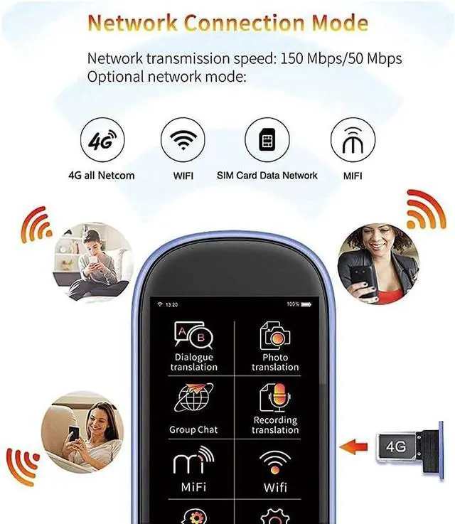 Alt view image 7 of 7 - Two-Way Offline Translator Device, Intelligent Language Translator Device with Voice 3.0-inch Touch Screen for Learning Travel and Shopping in 76 Languages