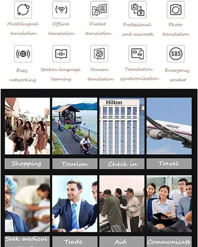 Alt view image 2 of 6 - Language Translator Device,Supports 126 Languages & 74 Accents with 2.4 Inch Works in 200+ Countries, for Learning Travelling Business