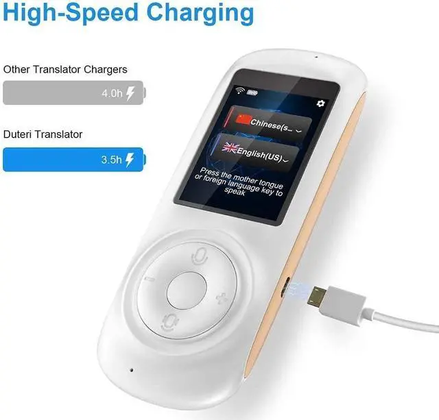 Alt view image 7 of 7 - Portable Voice Translator, Smart Foreign Language Translator Device, Wifi/4G Two-Way Speech/Text 2.4 Inch Touch Screen, Support 70 Languages, for Travel Business,White (White)