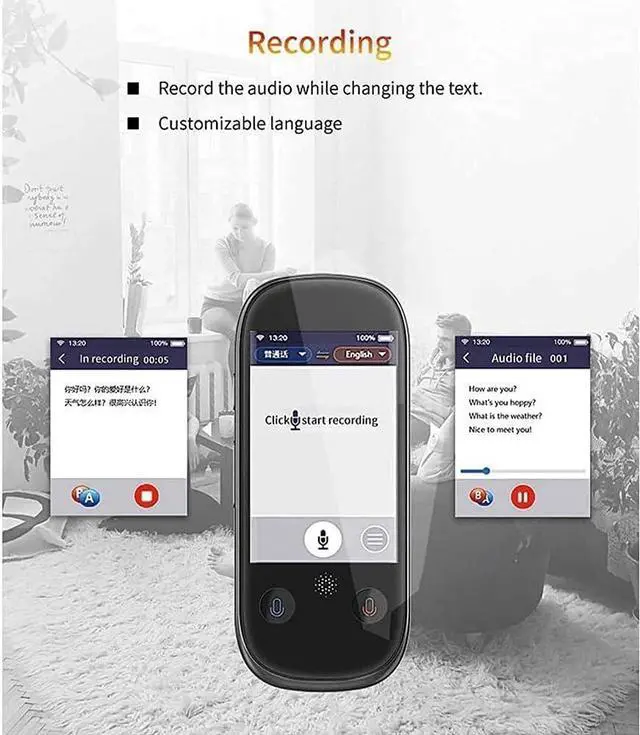 Alt view image 6 of 7 - Two-Way Offline Translator Device, Intelligent Language Translator Device with Voice 3.0-inch Touch Screen for Learning Travel and Shopping in 76 Languages