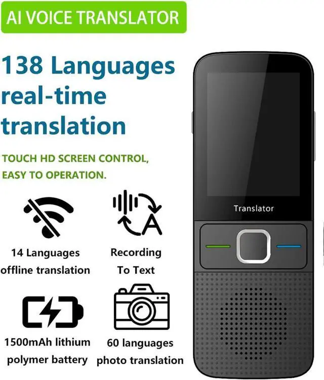 Alt view image 2 of 6 - Language Translator Device, Portable Instant Translator Device Supports WiFi/Bluetooth/Offline Two-Way Real-Time Online 137 Languages Smart Language Translator for Travel Business Learning 25 Upgraded