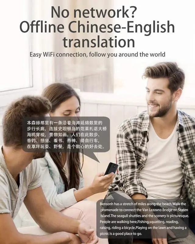 Alt view image 3 of 6 - Language Translator Device, Portable Instant Translator Device Supports WiFi/Bluetooth/Offline Two-Way Real-Time Online 137 Languages Smart Language Translator for Travel Business Learning 25 Upgraded