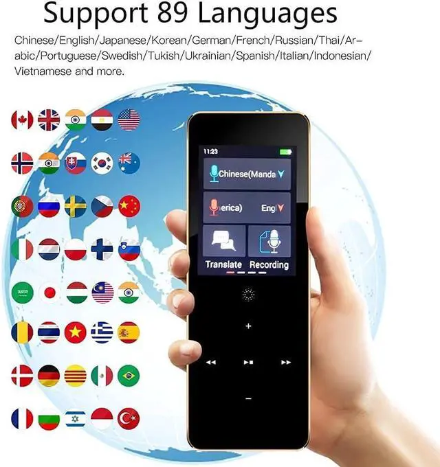 Alt view image 2 of 6 - 89 Languages X1 Voice Recording Translator Device Support Instant Two Way Translation WiFi/Hotspot/Offline with 2.0 Inch (Color : Gold) (Black) Vision (Gold)