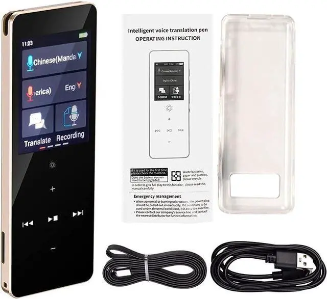 Alt view image 5 of 6 - 89 Languages X1 Voice Recording Translator Device Support Instant Two Way Translation WiFi/Hotspot/Offline with 2.0 Inch (Color : Gold) (Black) Vision (Gold)