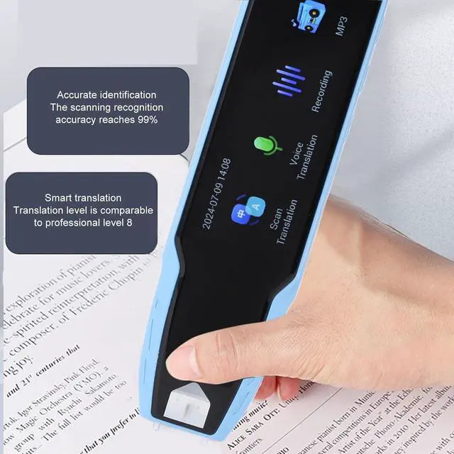 Alt view image 6 of 7 - A13 Smart Language Translator Pen Offline Scanning, 112 Languages Supported, Rechargeable Scan Reader Pen Ideal for Dyslexia, Travel, and Business (Blue)
