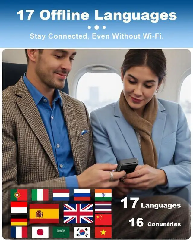 Alt view image 6 of 7 - D-Lite Language Translator Device, iTour Z50S Translation Earbuds Real Time for Bussiness Travel