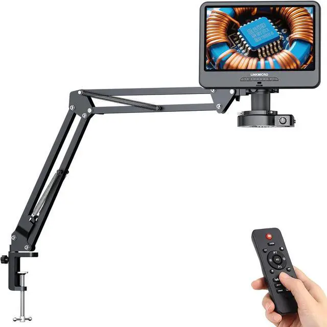 Main image of LM109A 10.1 inch Digital Microscope with Flexible Arm Stand | 1080P Video, Soldering Microscope for Electronics, 56 LED Ring Light, 260X Full View Coins Magnifier for Adults, PC View