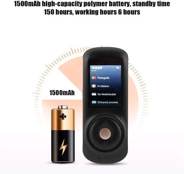 Alt view image 3 of 6 - 30 Languages Quality Simultaneous Electronic Translator Portable Voice Translator WiFi Connect,Black Needed Happy Gift Vision