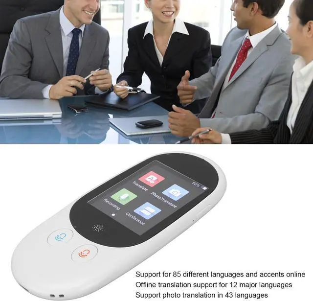 Alt view image 2 of 7 - Language Translator Device, Classic Language Translator Device, 2.4in Touch Screen Real Time Two Way Translation Portable Intelligent Voice Translator for Earbuds, Two Way Voice, Text and Photo(Grey)