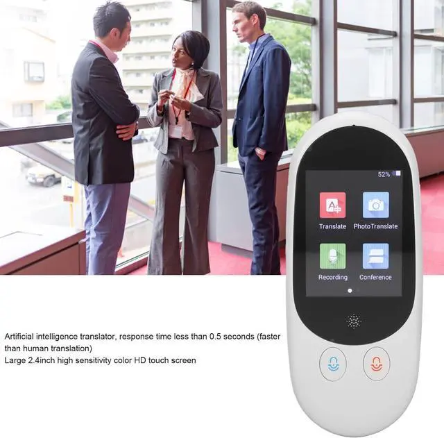 Alt view image 6 of 7 - Language Translator Device, Classic Language Translator Device, 2.4in Touch Screen Real Time Two Way Translation Portable Intelligent Voice Translator for Earbuds, Two Way Voice, Text and Photo(Grey)